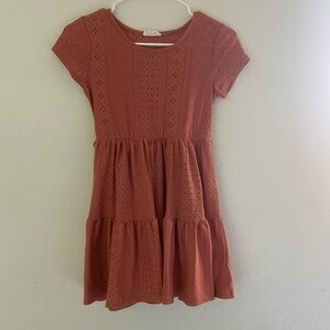 Girls' Rust Eyelet Dress